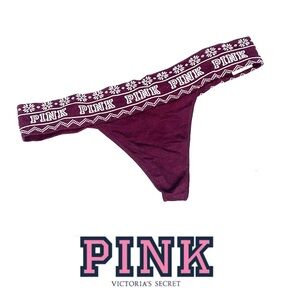 PINK Victoria's Secret Maroon Underwear Thong - P013 Medium